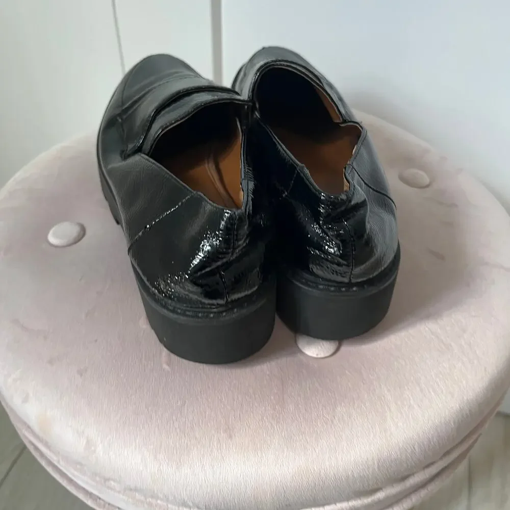 Franco Sarto Brindy Black Platform Loafers Size 9